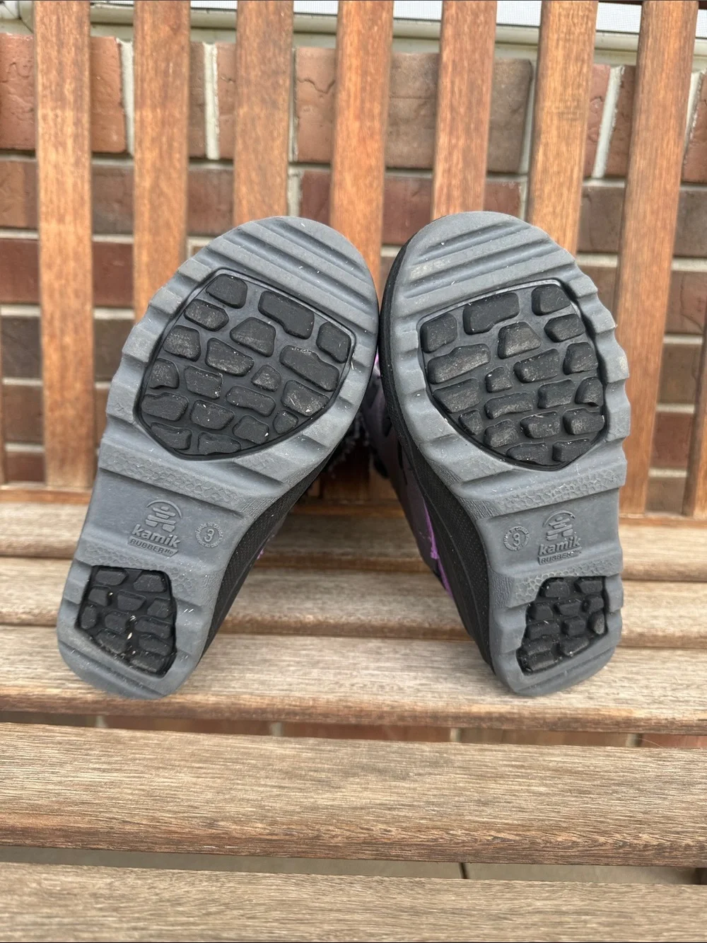 Kamik Kids Black and Purple Faux Fur Snow Boots